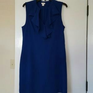J. Crew Royal Blue Ruffle Shift Dress